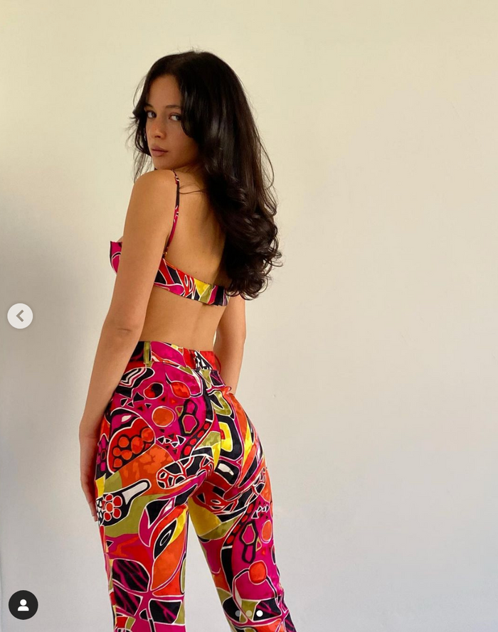 MIRROR PALAIS Abstract Print Underwired Silk Balconette Bra Top - House Of Huntington