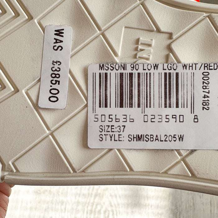 MISSONI Logo 90 White Red Trainers Sneakers + Chevron Bag