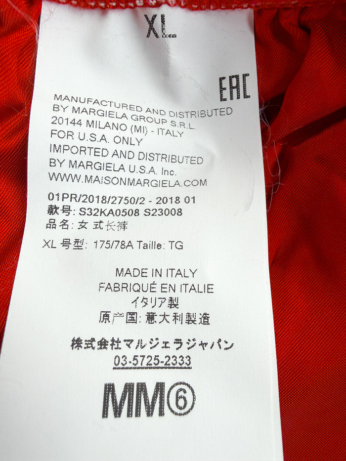 MM6 Maison Margiela Red Elastic Waist Straight Leg Trousers
