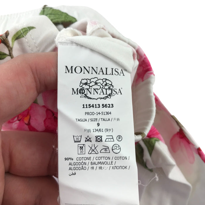 Monnalisa Leggings Age 9 White Pink Floral Pattern