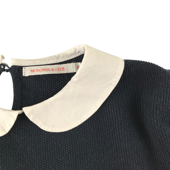Monoprix 7-8 years black with white collar jumper