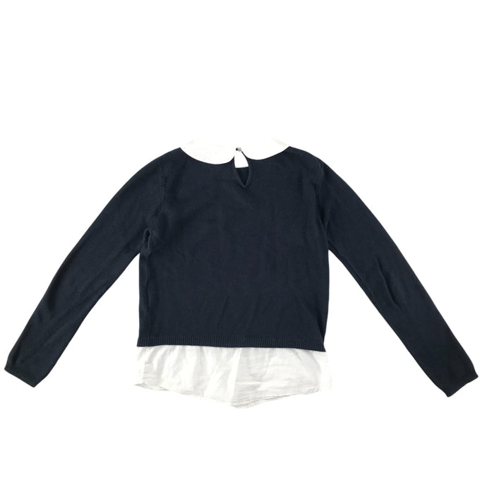Monoprix 7-8 years black with white collar jumper