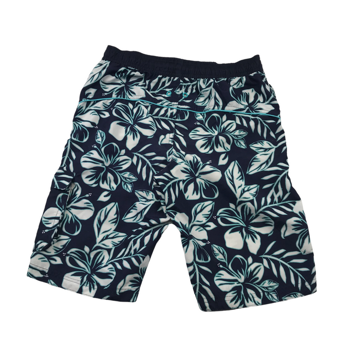 M&S 11-12 years navy blue and white floral swim trunks