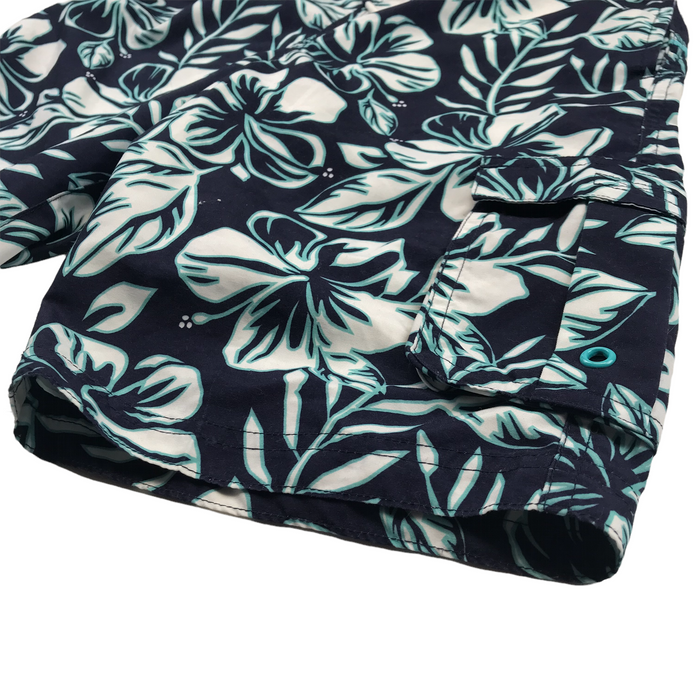M&S 11-12 years navy blue and white floral swim trunks