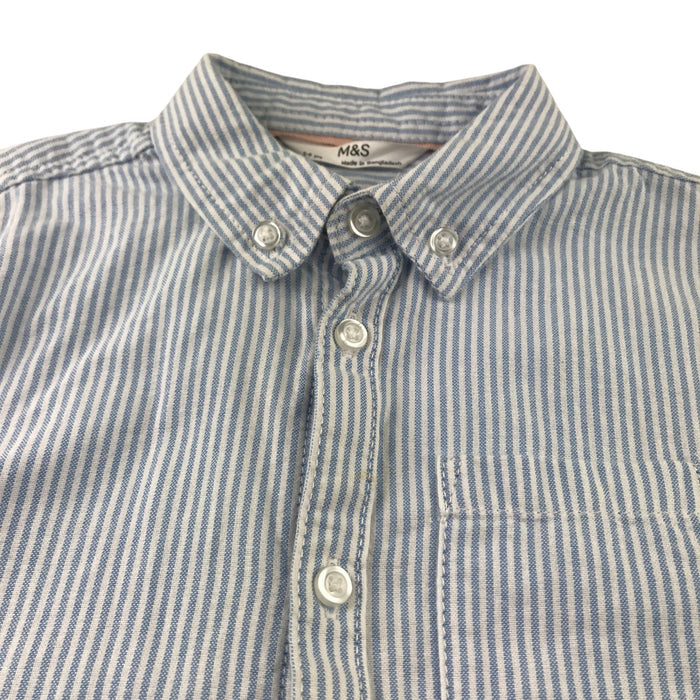 M&S 5-6 years blue and white striped buttoned shirt