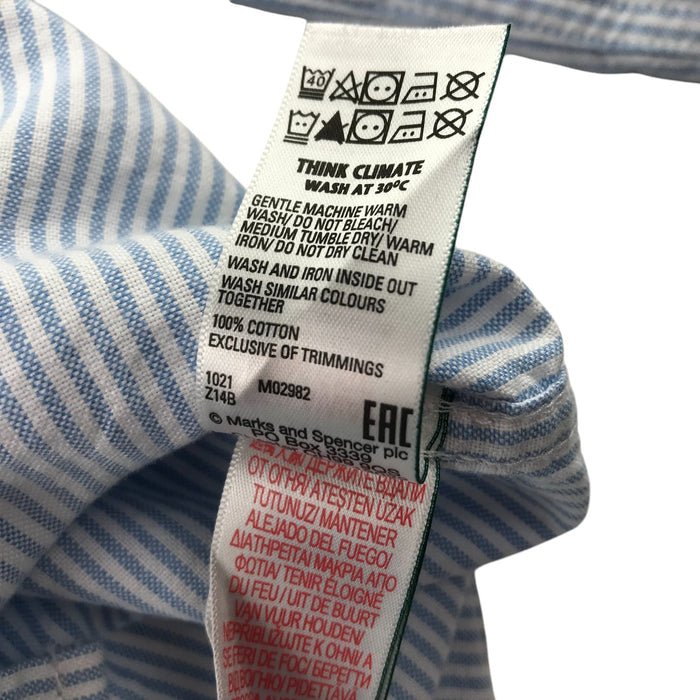 M&S 5-6 years blue and white striped buttoned shirt