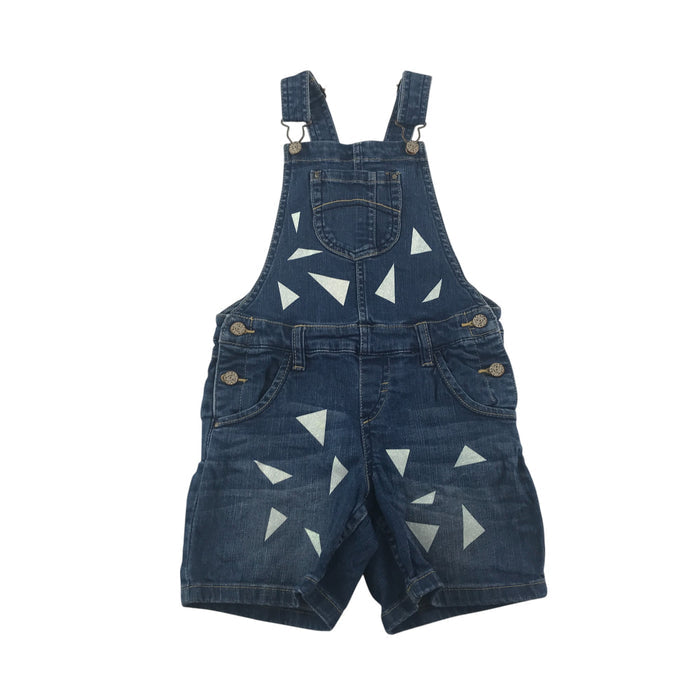 M&S 5-6 years blue denim sparkly triangle dungaree dress