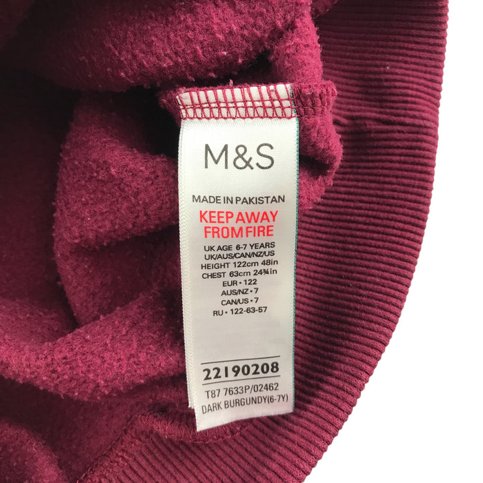 M&S 6-7 years burgundy hogwarts sweater