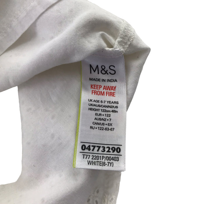 M&S 6-7 years white embroidered blouse