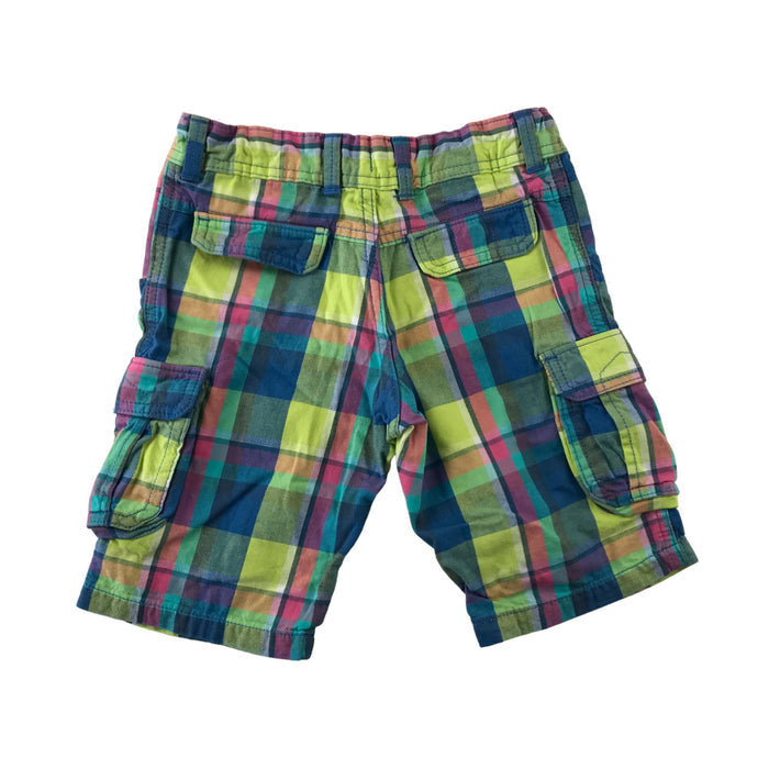M&S 6 years yellow checked adjustable waist cargo style shorts