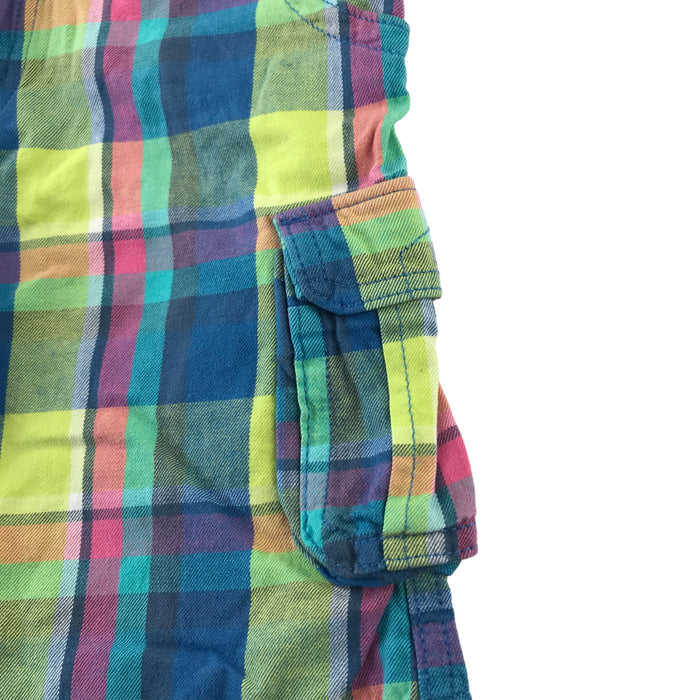 M&S 6 years yellow checked adjustable waist cargo style shorts