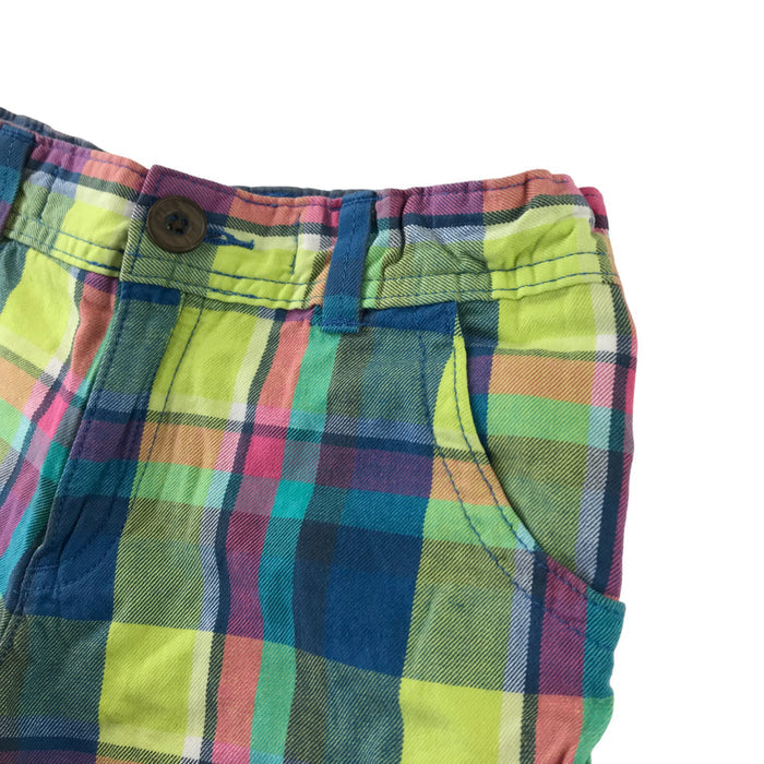 M&S 6 years yellow checked adjustable waist cargo style shorts