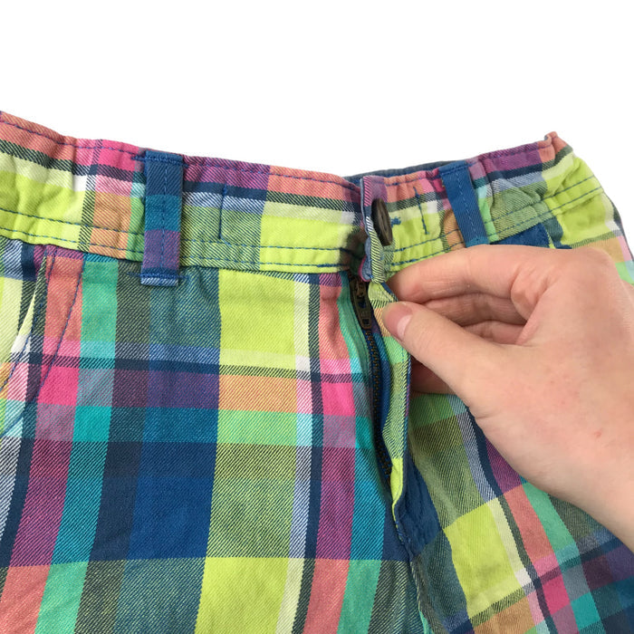 M&S 6 years yellow checked adjustable waist cargo style shorts