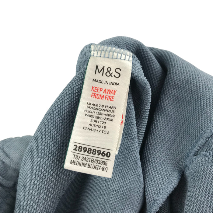 M&S 7-8 years blue plain jersey shorts