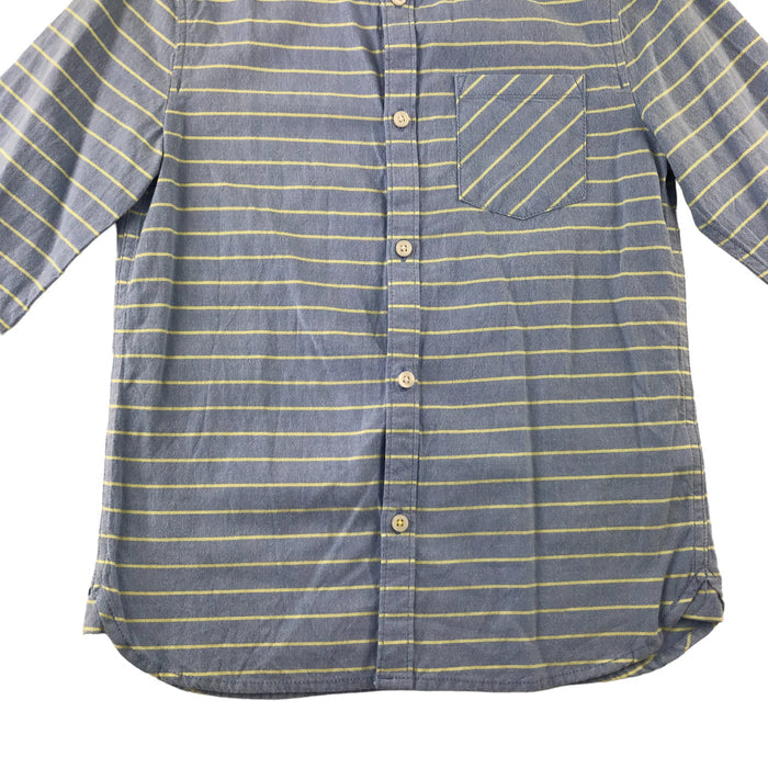 M&S 7-8 years blue yellow striped buttoned cotton shirt