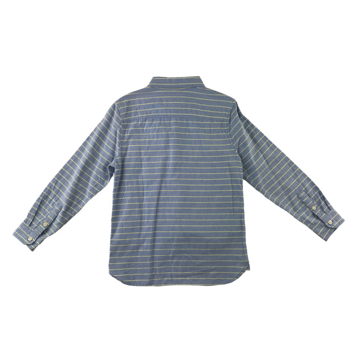 M&S 7-8 years blue yellow striped buttoned cotton shirt