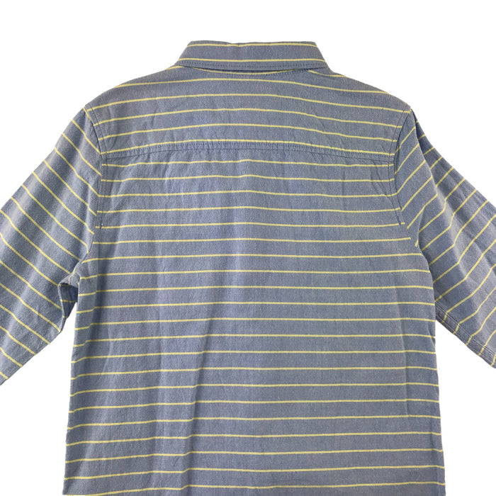 M&S 7-8 years blue yellow striped buttoned cotton shirt