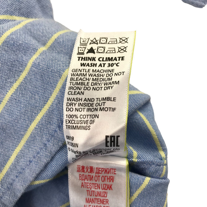 M&S 7-8 years blue yellow striped buttoned cotton shirt