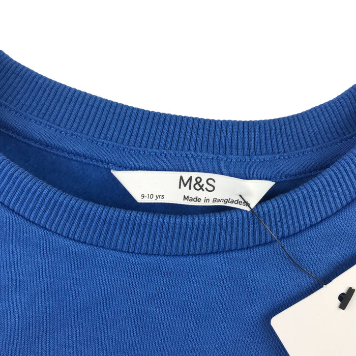 M&S 9-10 years blue unstoppable print cropped sweater