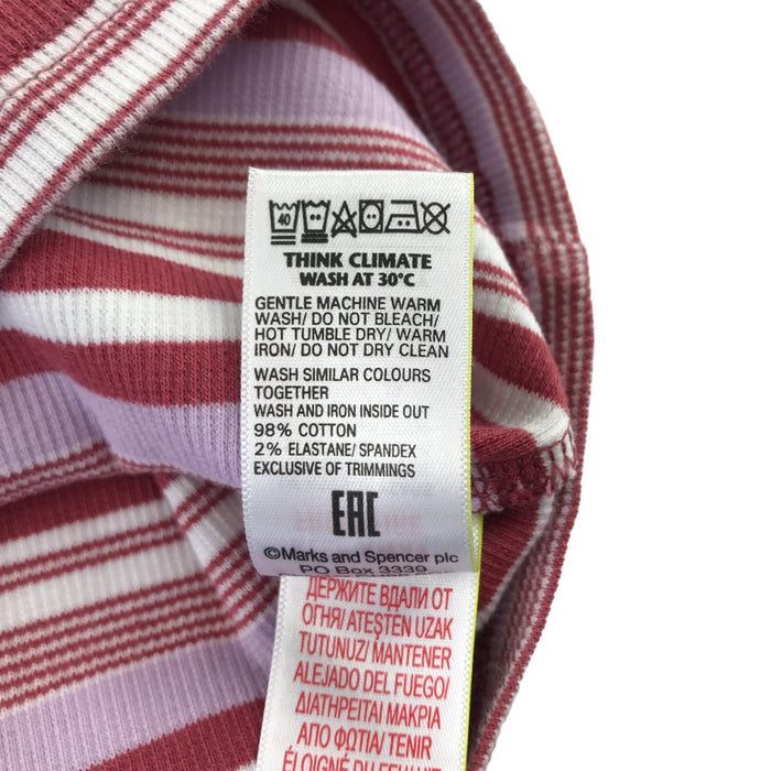 M&S 9-10 years burgundy lilac white stripy tank top