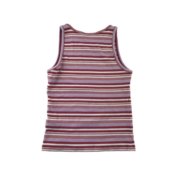 M&S 9-10 years burgundy lilac white stripy tank top