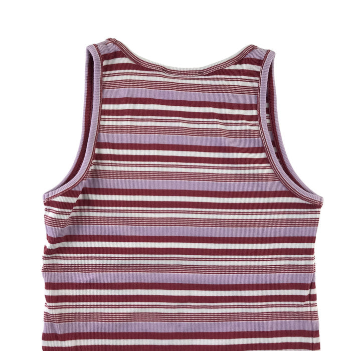 M&S 9-10 years burgundy lilac white stripy tank top
