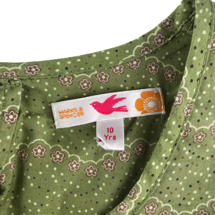 M&S 9-10 years green floral blouse