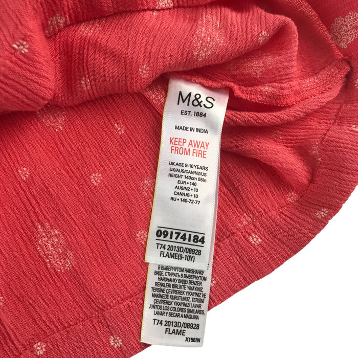 M&S 9-10 years red graphic wide neckline blouse
