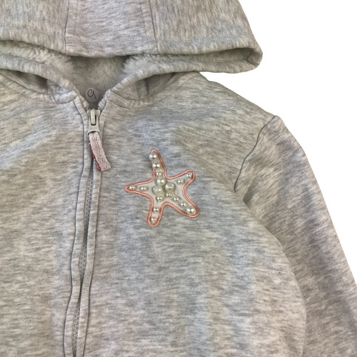 M&S 9 years grey pearl star detial zipped hoodie