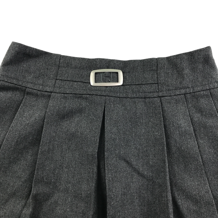 M&S girls grey adjustable pleated buckle detail school skirt