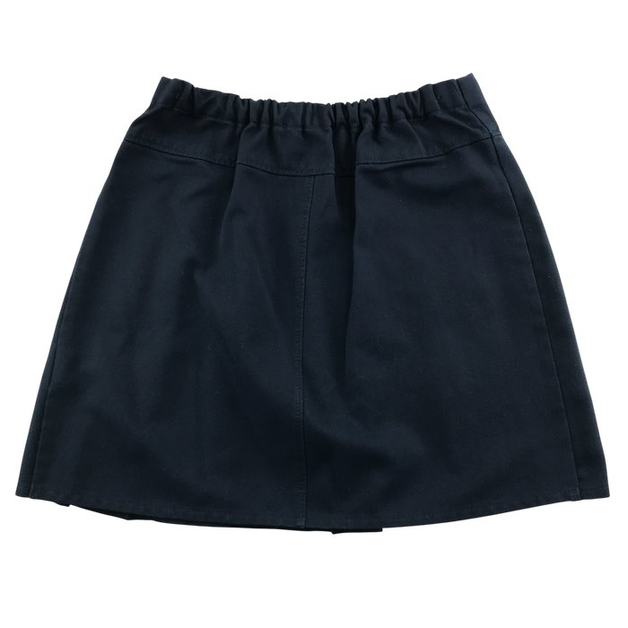 M&S girls navy adjustable waistband pleated buckle detail school skirt