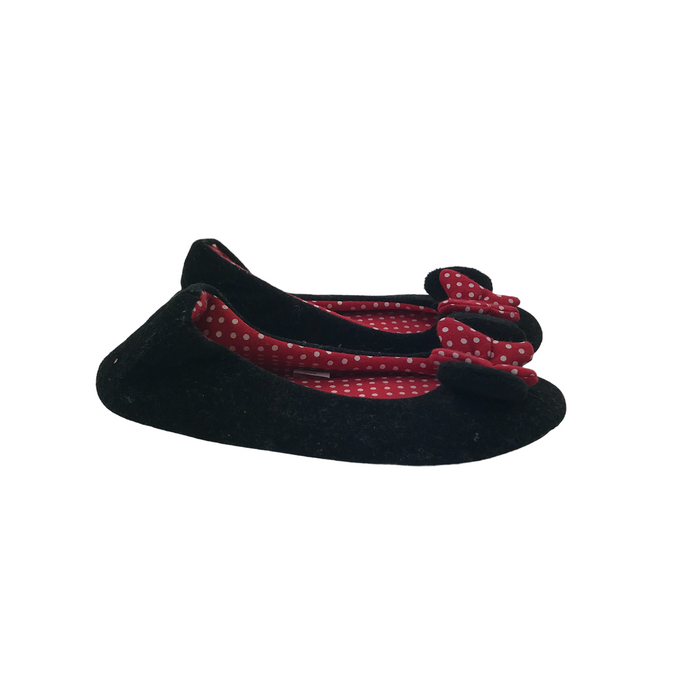 M&S size UK 2 black bowtie Minnie Mouse slippers