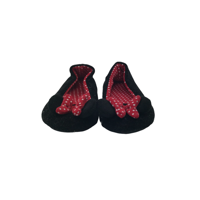 M&S size UK 2 black bowtie Minnie Mouse slippers