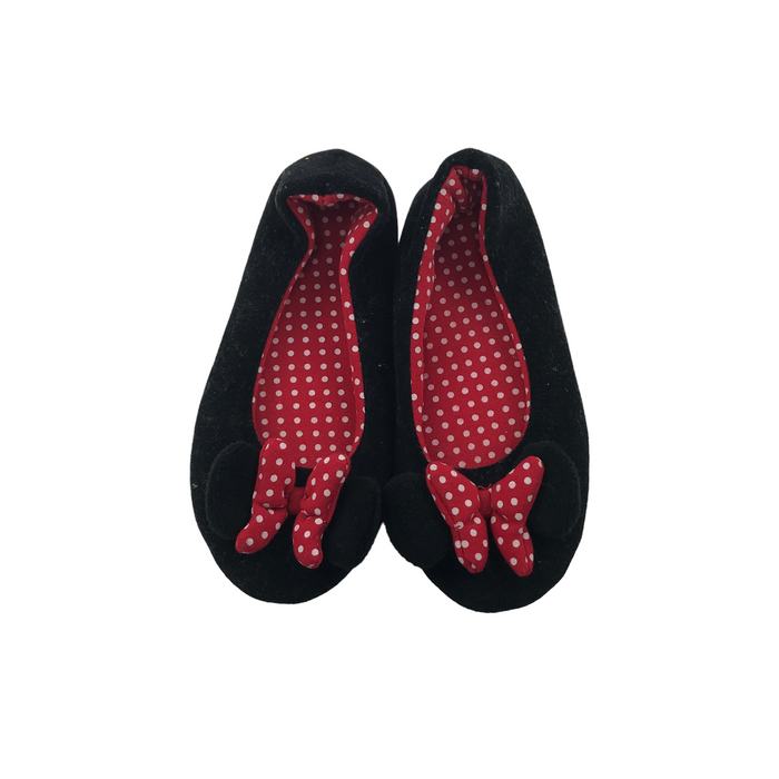 M&S size UK 2 black bowtie Minnie Mouse slippers