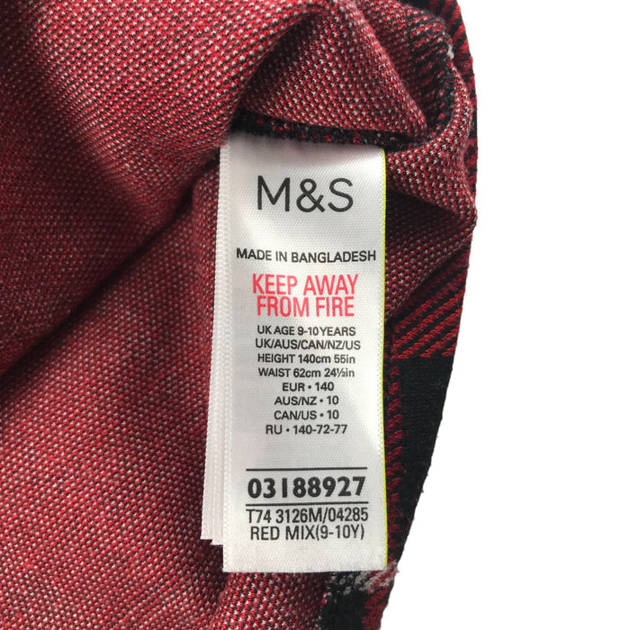 M&S Skirt Age 9 Red Check Jersey