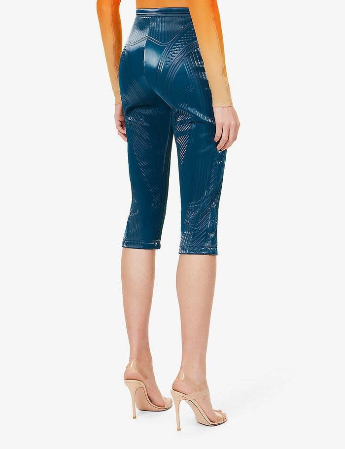 MUGLER Shell Panelled High Rise Stretch Woven Leggings