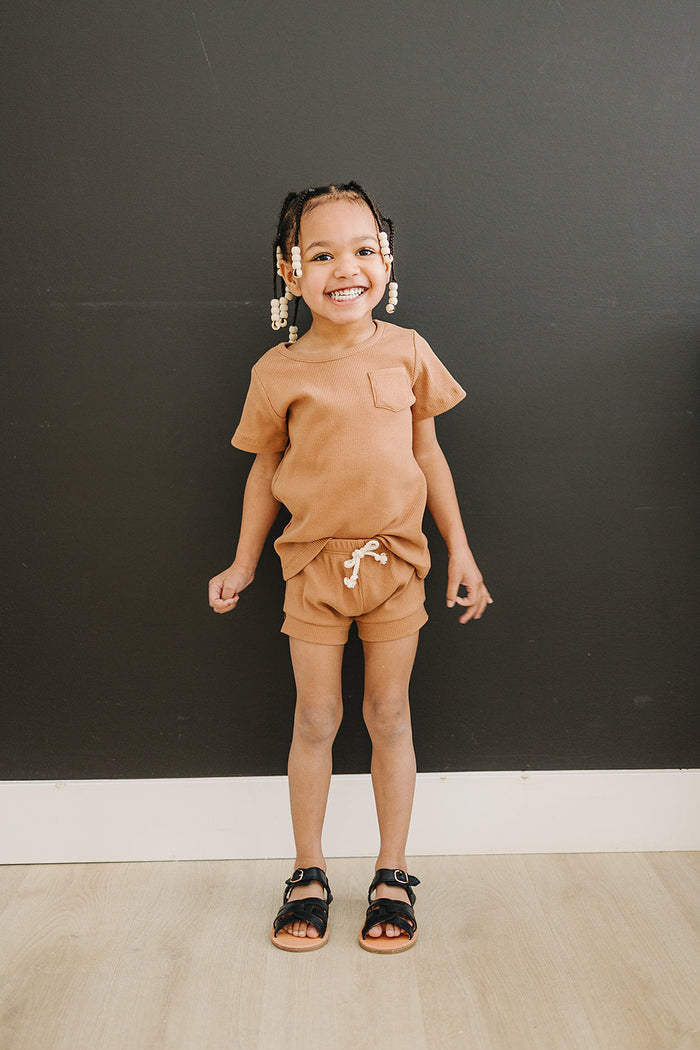 Mustard Organic Cotton Ribbed Short Set