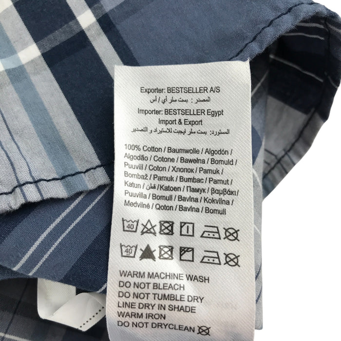 Nameit shirt 11-12 years greyish blue and white checked button up cotton shirt