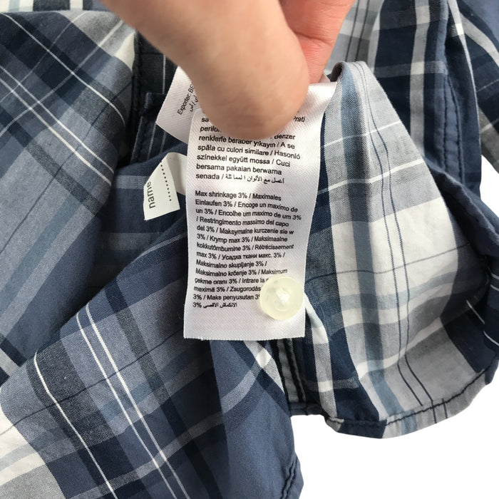 Nameit shirt 11-12 years greyish blue and white checked button up cotton shirt