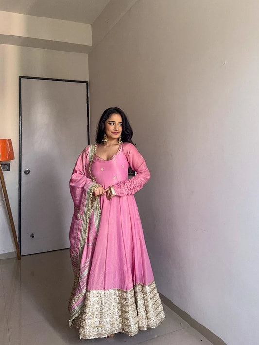 Nargis Pink Premium Anarkali Suit Set