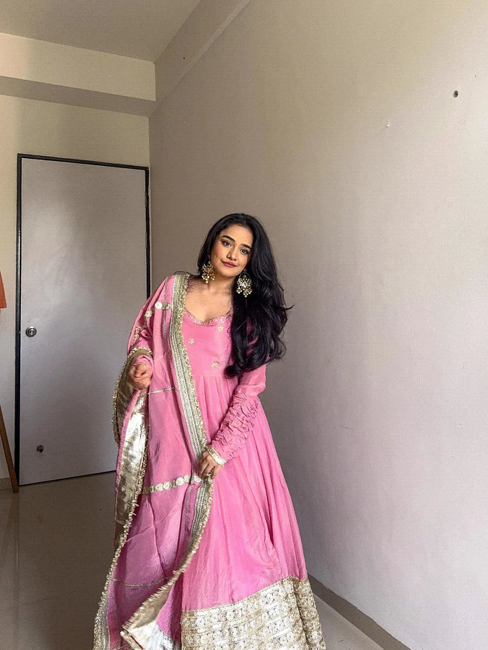 Nargis Pink Premium Anarkali Suit Set