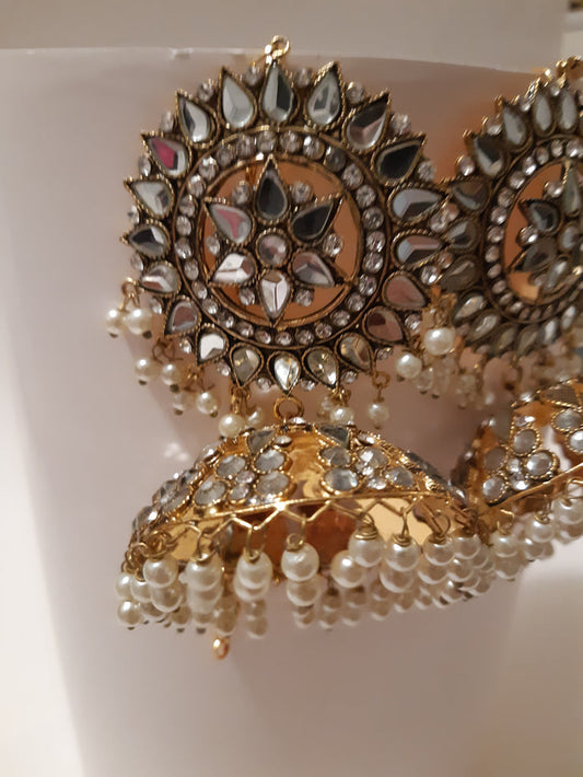 Natashahs Anarkali Style Kundan Jhumkas - NATASHAHS