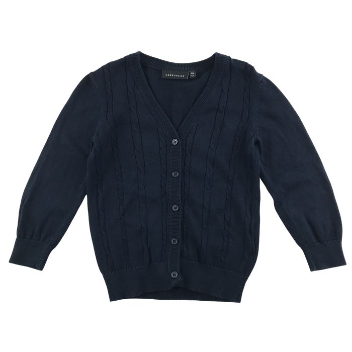 Navy girls cable knit school cardigan