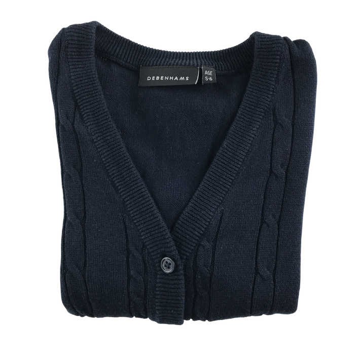Navy girls cable knit school cardigan