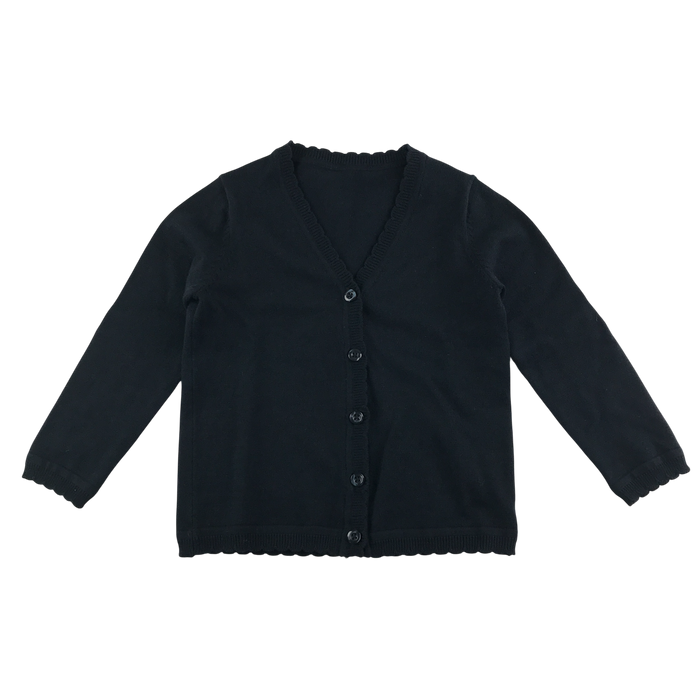 Navy girls scallop neck school cardigan