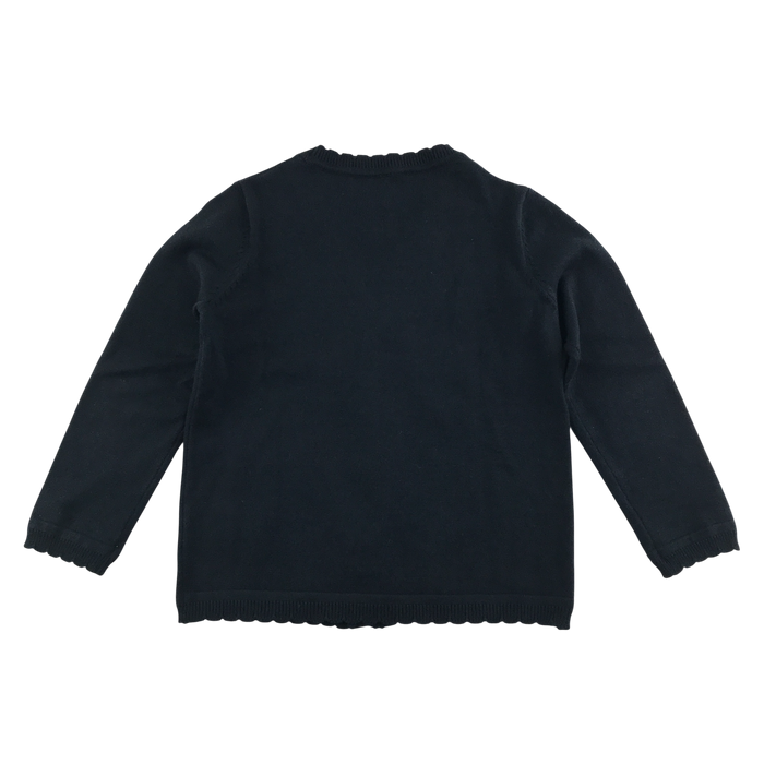Navy girls scallop neck school cardigan