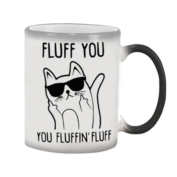 New 350mL FLUFF YOU Funny Cat Magic Colour Changing Mug