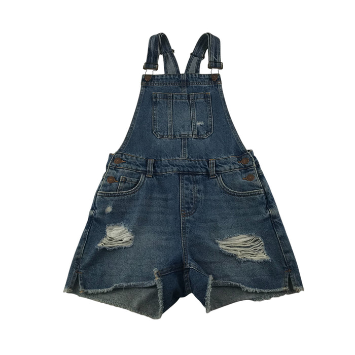 New Look 10-11 years blue denim dungaree shorts