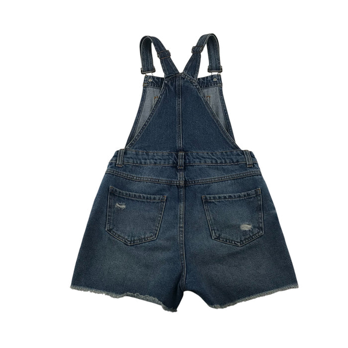 New Look 10-11 years blue denim dungaree shorts
