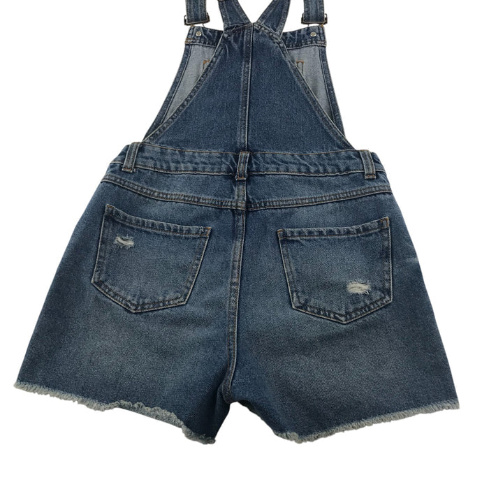 New Look 10-11 years blue denim dungaree shorts